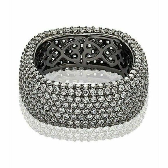SUZY LEVIAN Blackened Silver Pave Eternity Band - Picture 3 of 7